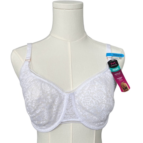 Maidenform Other - Maidenform White Floral Lace Underwire Bra Size 36DDD